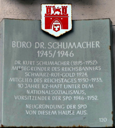 Gedenktafel Dr. Kurt Schumacher